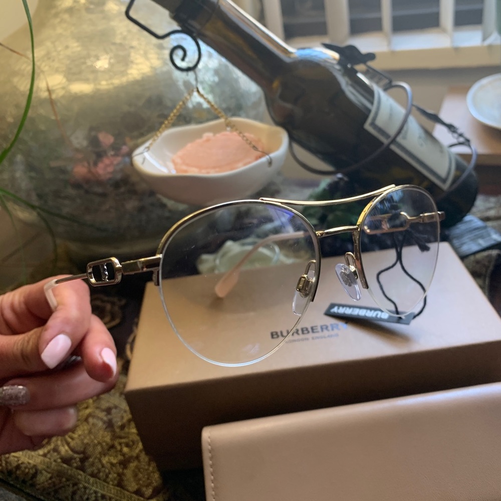 ๐ฅSOLD๐ฅAuthentic BURBERRY 51mm half rim logo Metal optical glasses - Picture 9 of 15